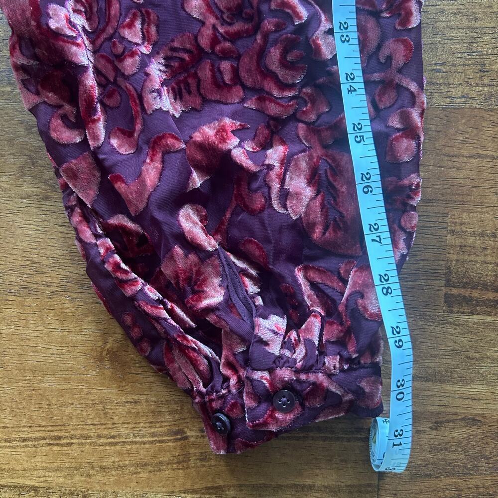 Chicos sheer velvet burgundy statement blouse size 2 U.S 12​ - Picture 8 of 12